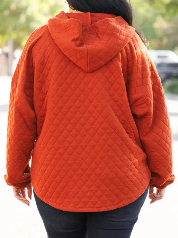 Diamond Plaid Button Loose Fitting Hoodie
