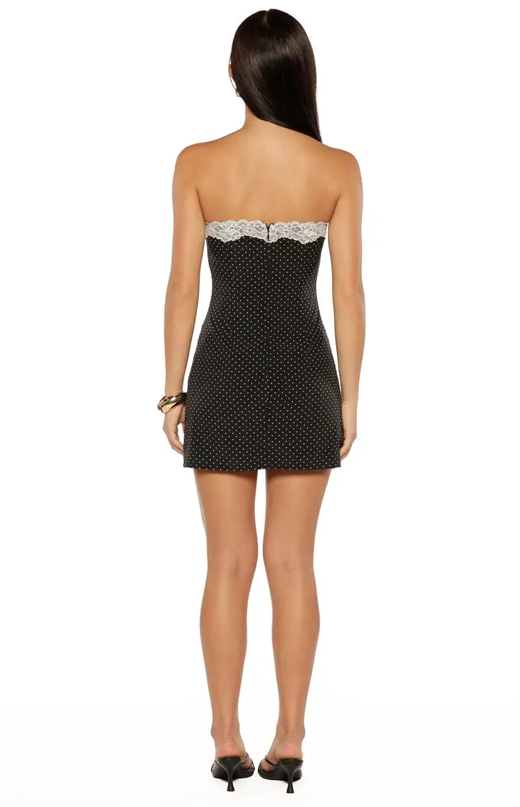 Polka Dot Strapless Polka Mini Dress
