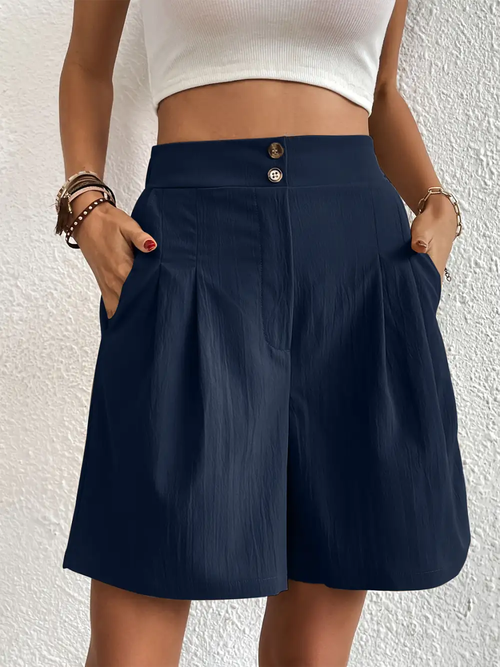 Utility Elastic Waist Pocket Detail Shorts