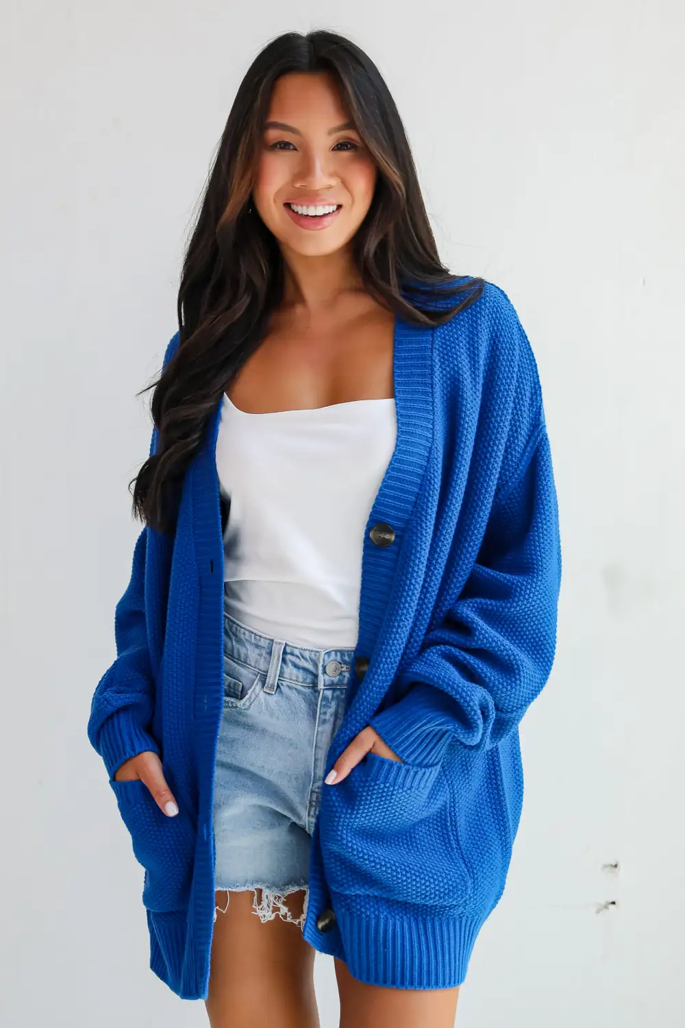 Cuddly Contentment Cobalt Sweater Cardigan