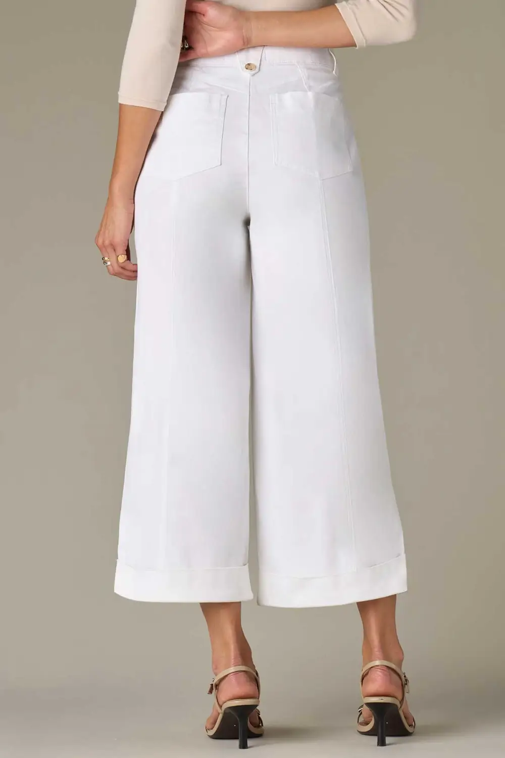 Plus Size Button Fly Wide Leg Pants