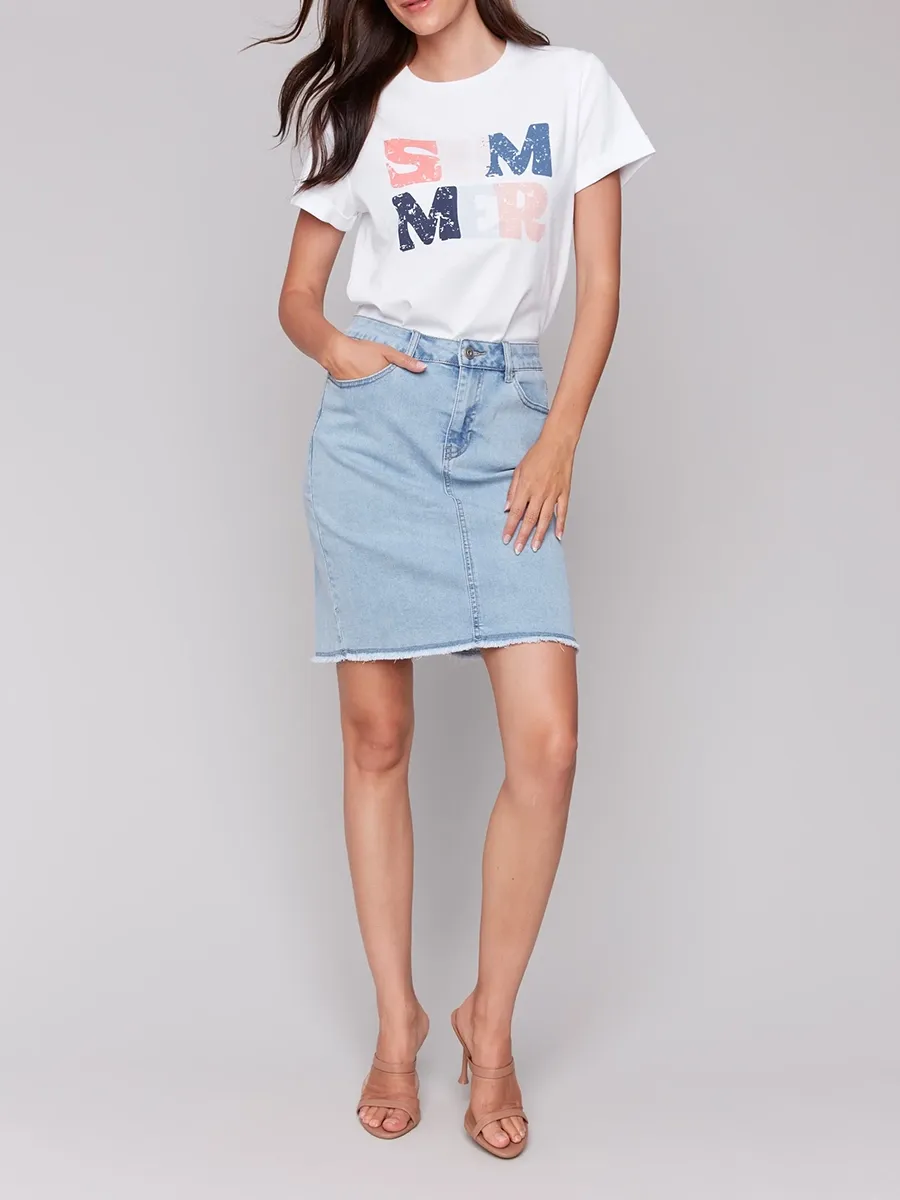 Stretch Slim Fit Basic Denim Skirt