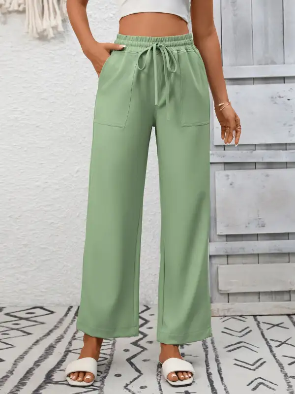 Everyday Casual Drawstring Wide Leg Pants