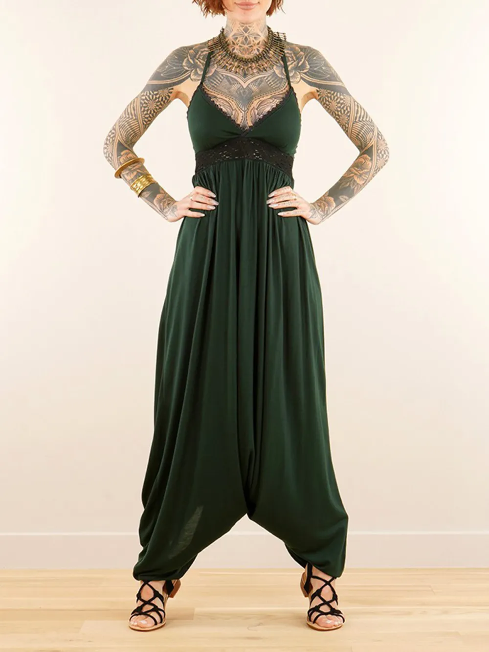 Strappy Bare Back Long Dress And Harem Pant Overalls