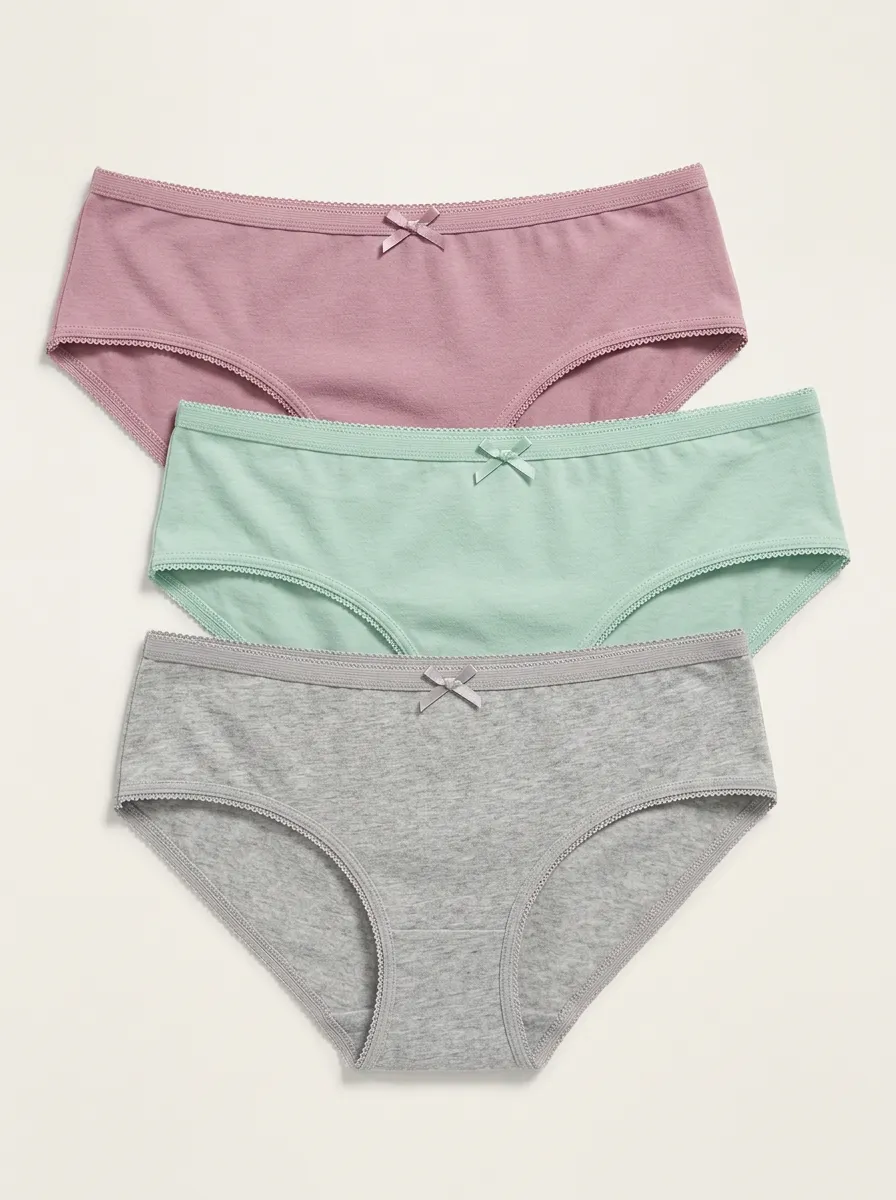 Cotton Bow-Detail Women's Three-Piece Panty Set