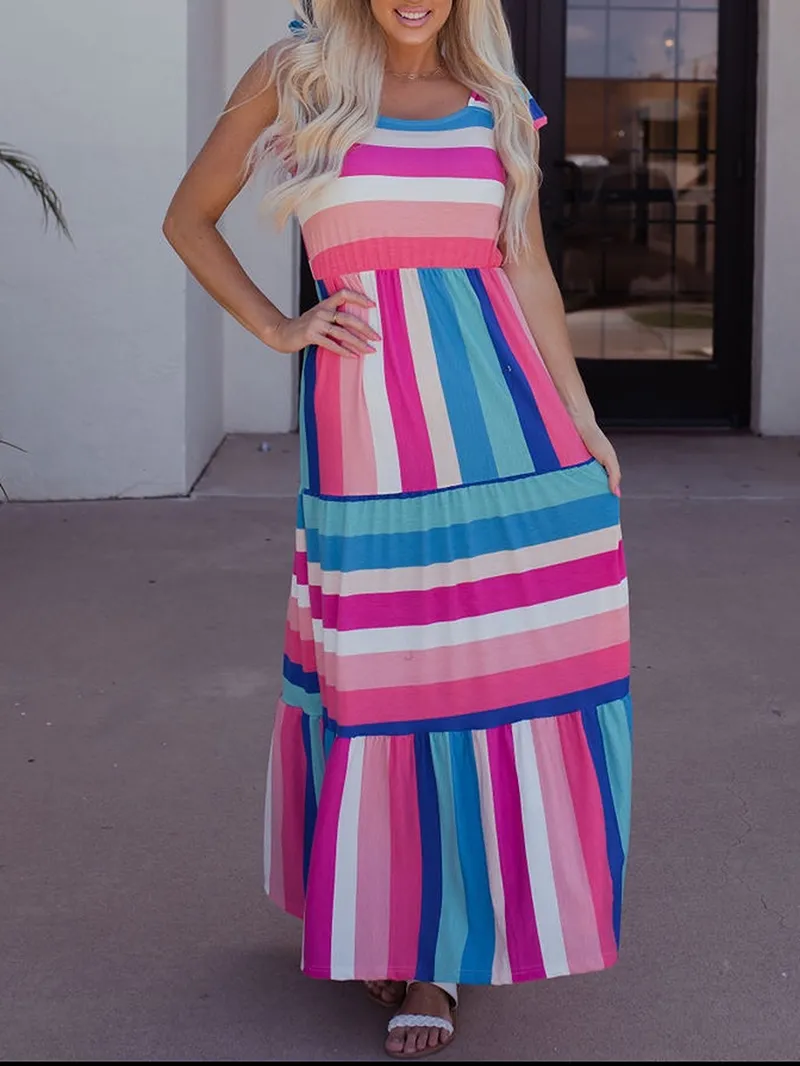 Colorblock Sleeveless Elegant Dress