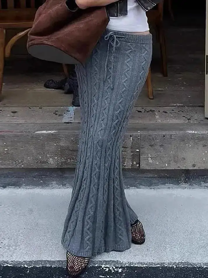 Tie Detail Knit Maxi Skirt
