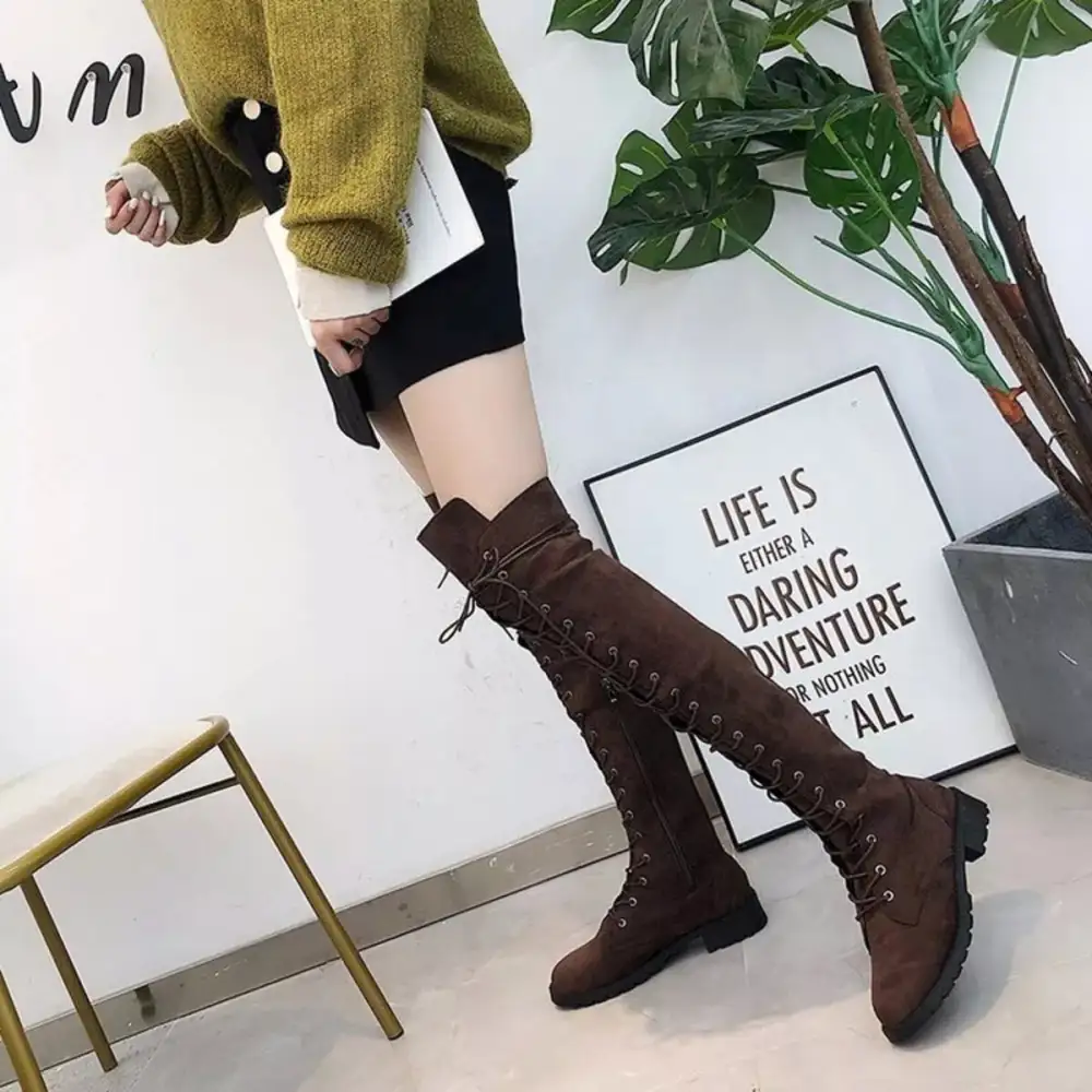 Lace-Up Over Knee Boots