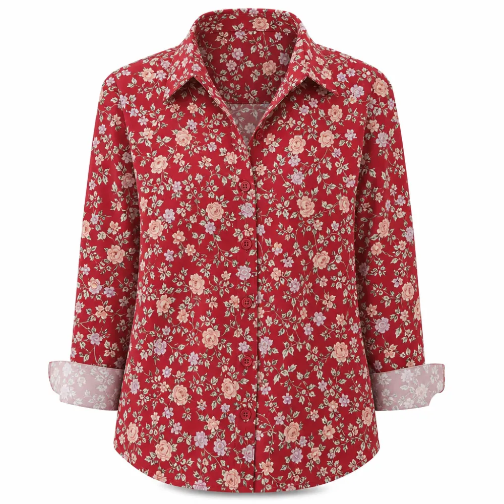 Women Elegant Casual Long Sleeve Button Up Blouse