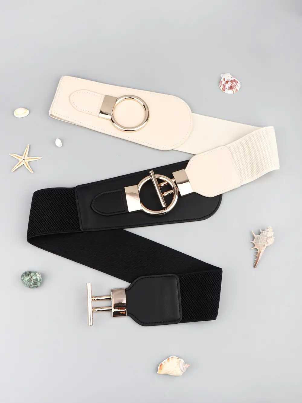 Wide Buckle Stretch Belt