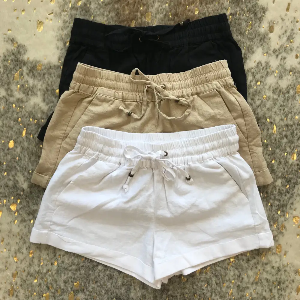 Roomy Drawstring Linen Blend Casual Shorts