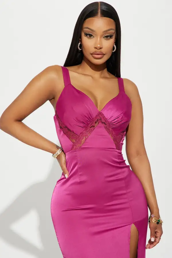 Madison Satin Gown - Raspberry