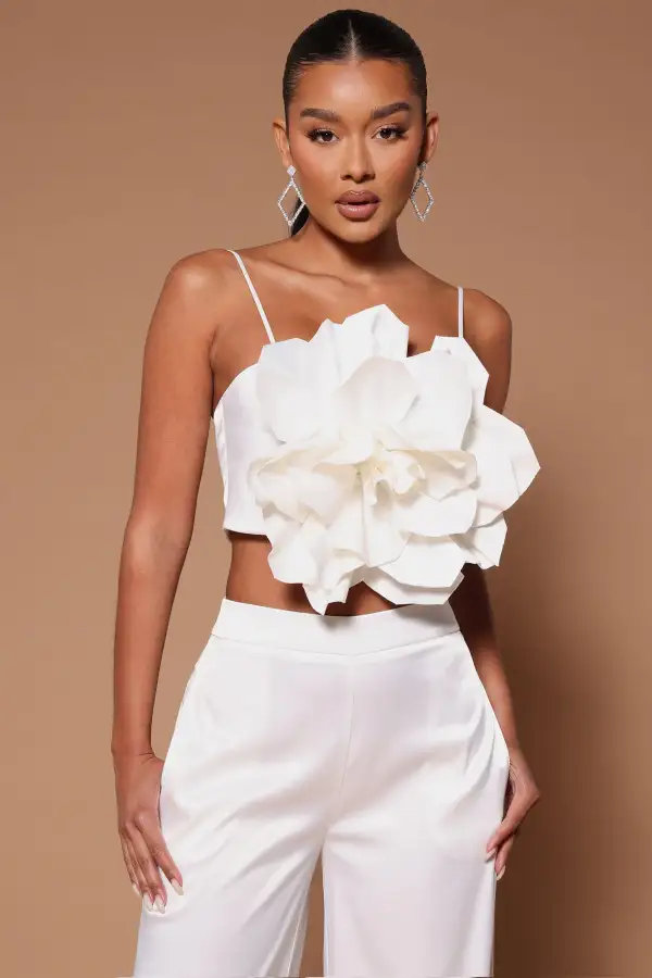 Rosalia Flower Pant Set - White