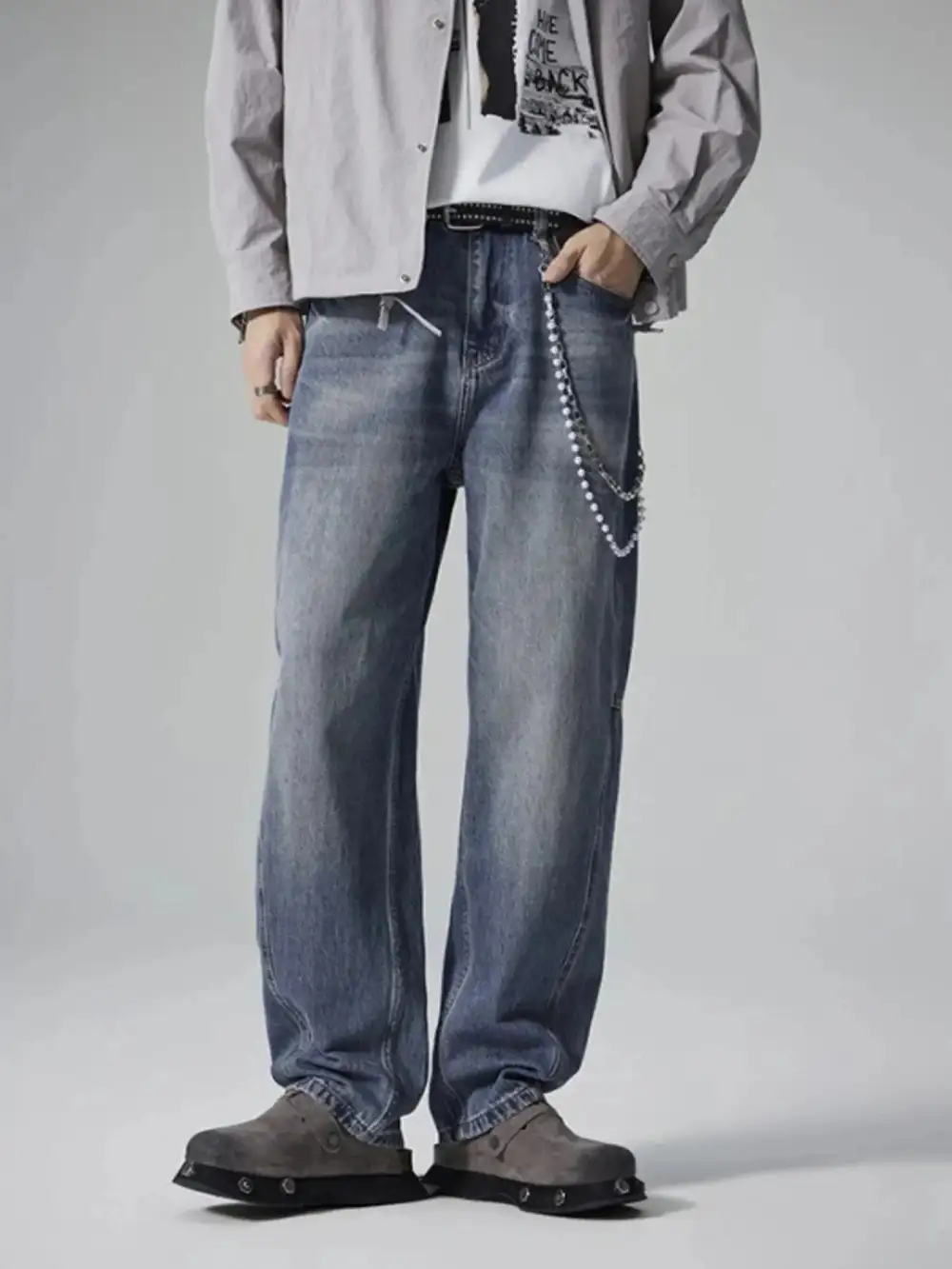 Washed Relaxed Wide-Leg Jeans