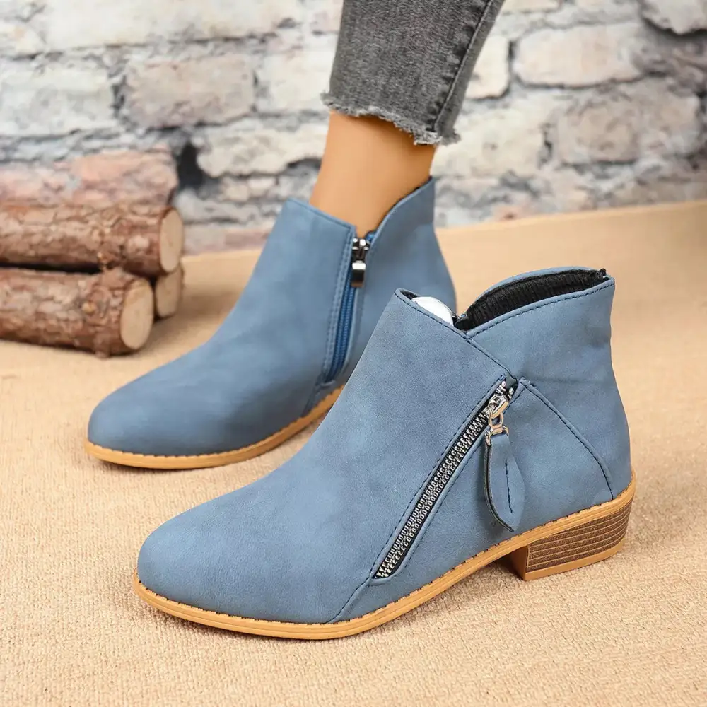 Side-Zip Block Heel Boots