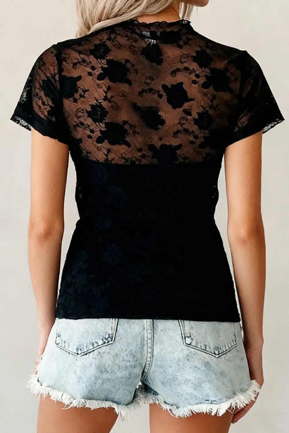 Lace Mesh Short Sleeve Tee