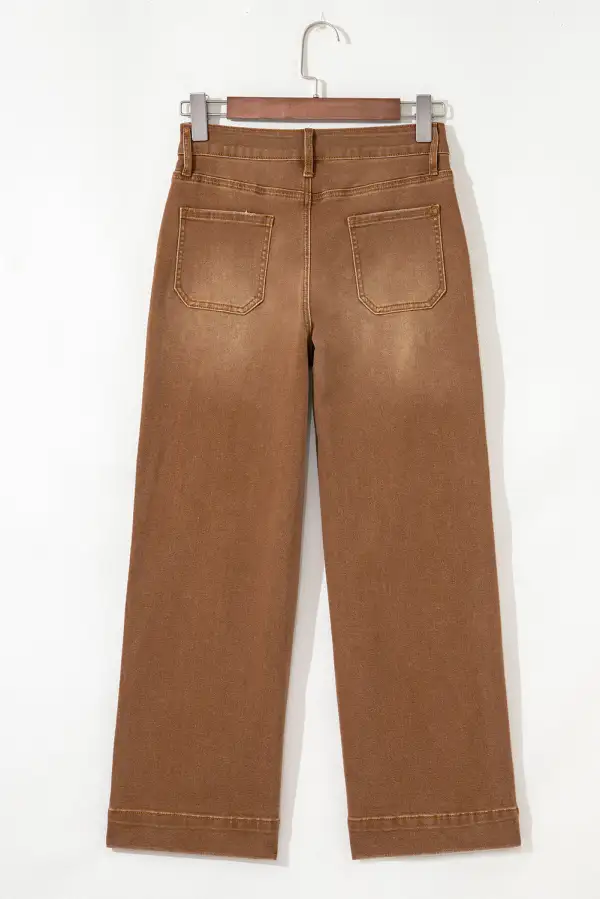 Wide Leg Cropped  High Rise Jeans