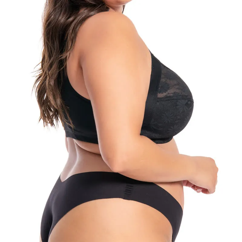 Front Buckle Lace Wireless Bra