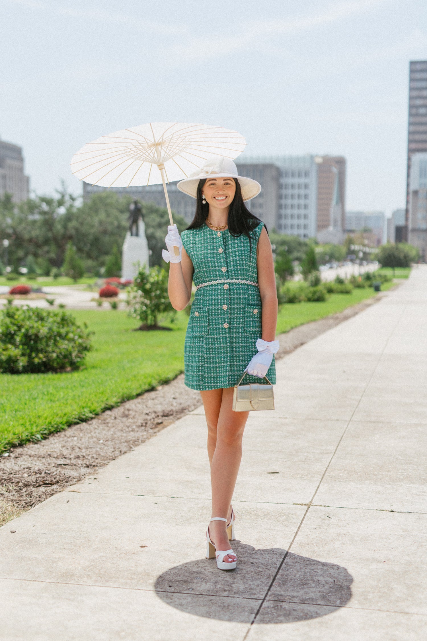 Money Talks Tweed Dress, GREEN