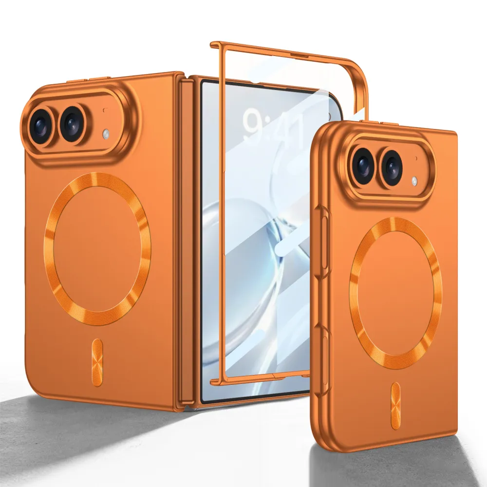 Compatible with Apple Duo Foldable Screen Phone Case iPhone 18 Magnetic Wireless Charging CD Pattern Anti-Drop Protective Cover