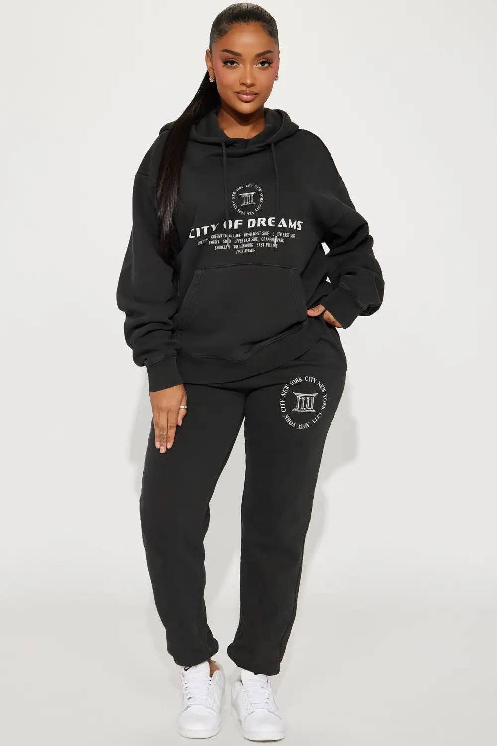 City Of Dreams Washed Jogger Set - Black