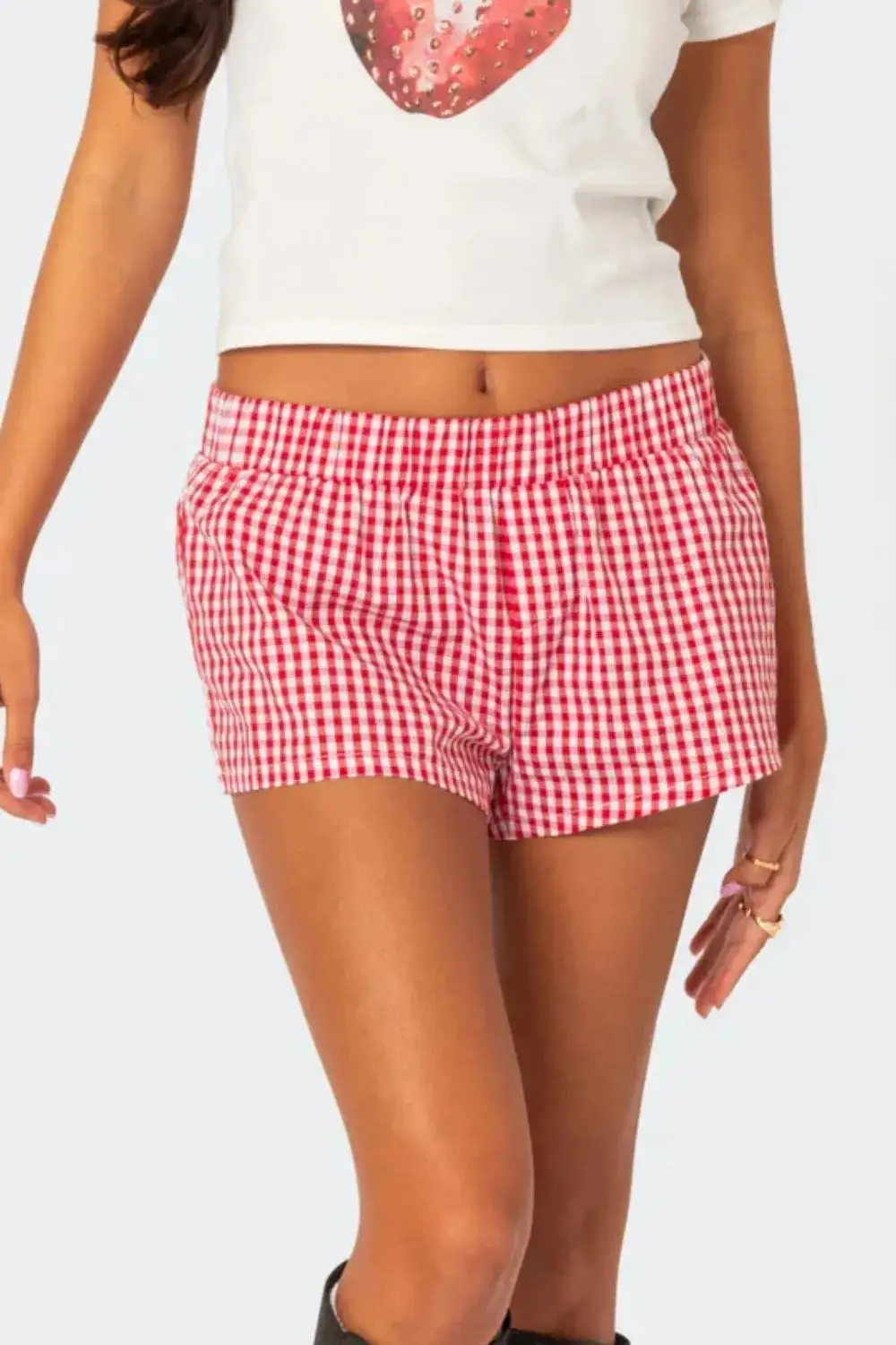 Everyday Plaid Elastic Waist Shorts