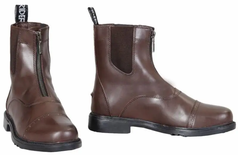 Sleek Zip Leather Paddock Boots