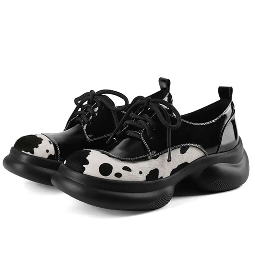 Cow Print Oxford Boots