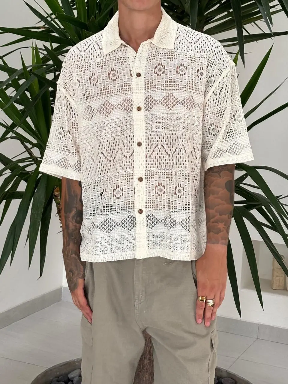 Casual Soft And Comfortable White Hollow Shirt