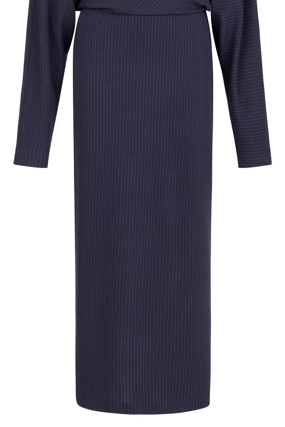 Crew Neck Midi Dress-Navy Blue