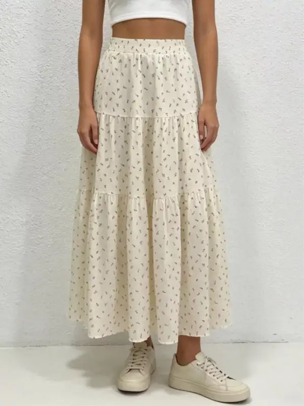 Tiered Floral Maxi Skirt