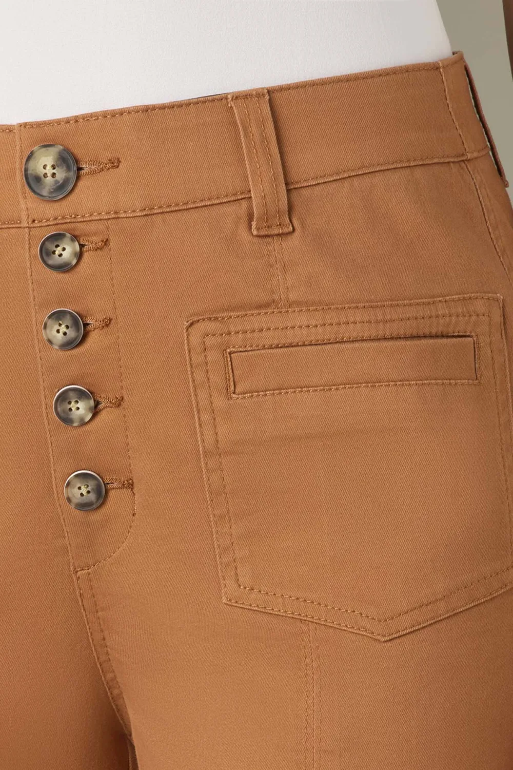 Petite Button Fly Wide Leg Pants