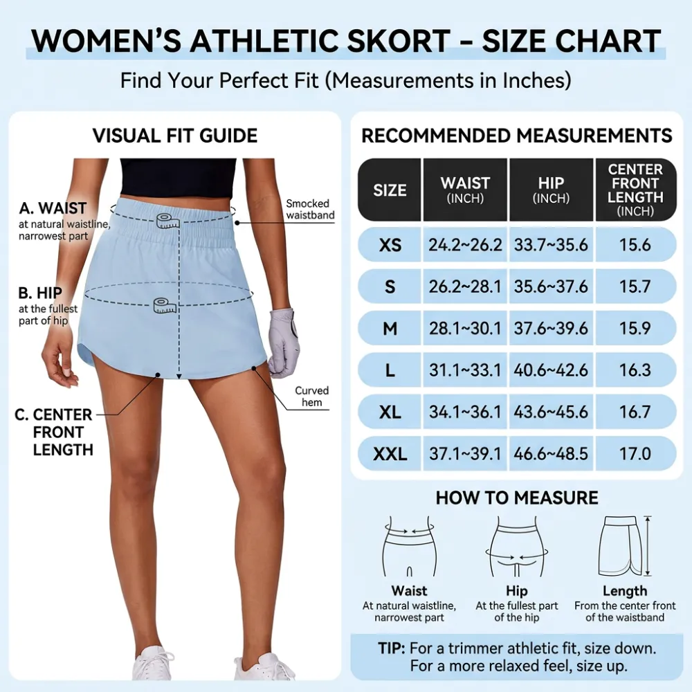 Women's Golf Skirt High Elastic Waist Athletic Skort