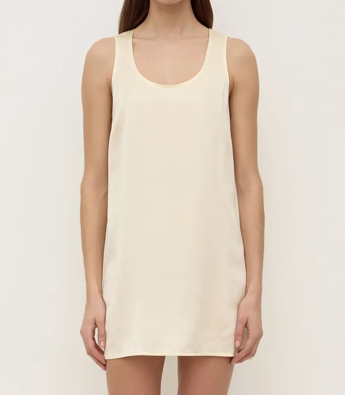 Sorbet Silk Scoop-Neck Mini Dress