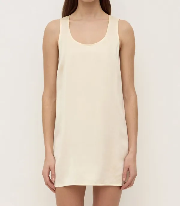 Sorbet Silk Scoop-Neck Mini Dress