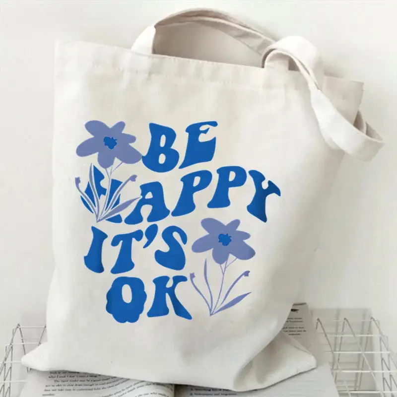 Groovy Retro Graphic Canvas Tote Bag