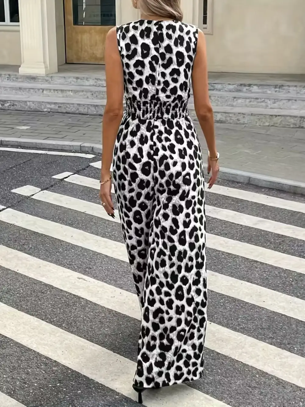 Leopard Print Wide Leg Jumpsuit