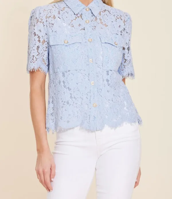 Lace Pearl Button Blouse