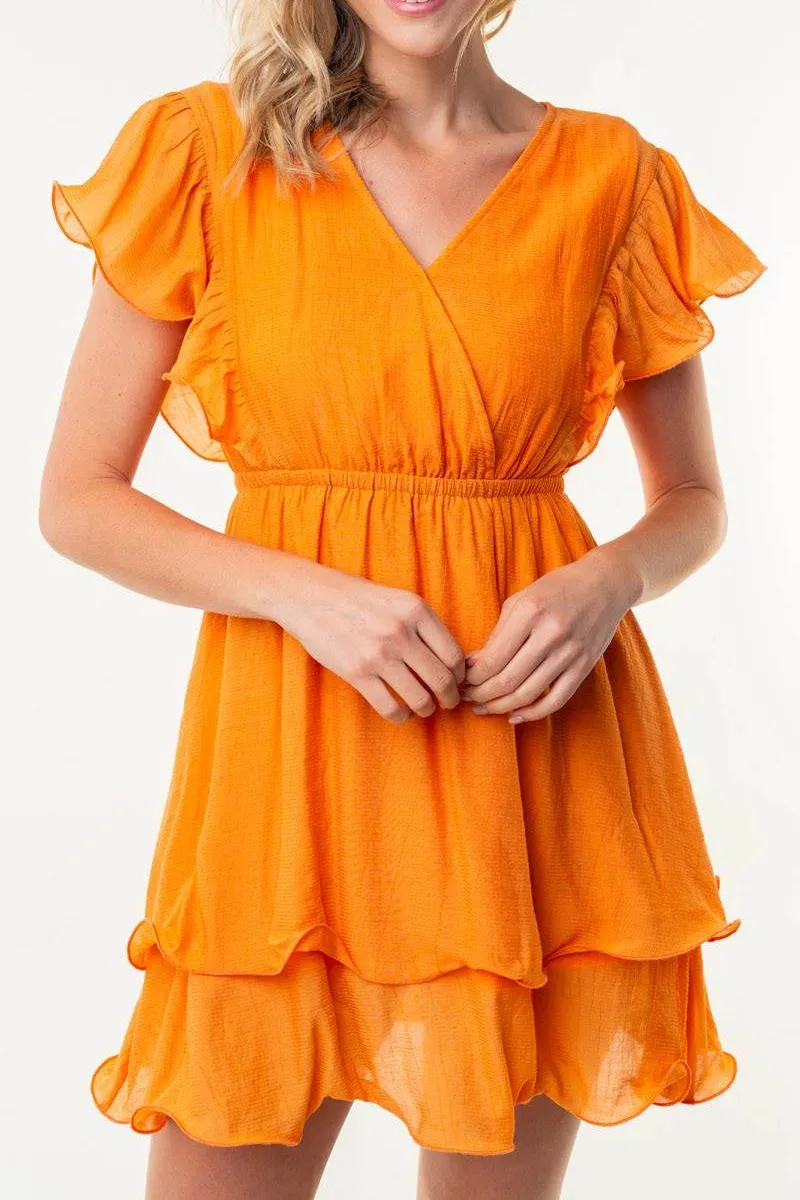 Layered Woven Short Sleeve Mini Dress