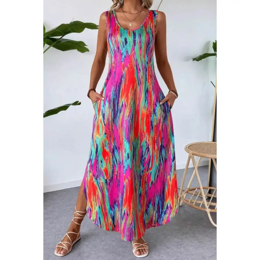 Scoop Neck Sleeveless Dress with Pockets