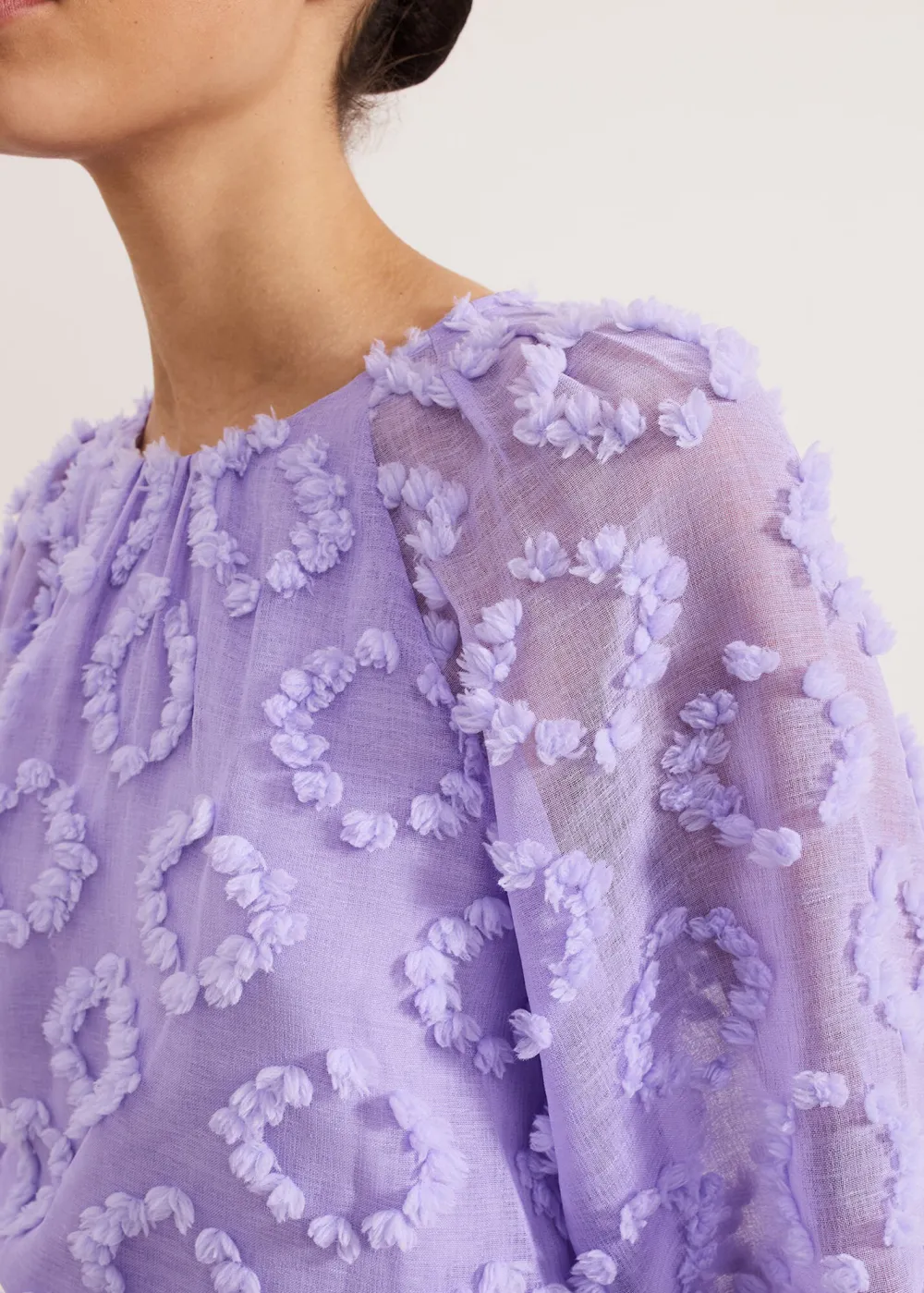 Women's Top With Lively Design And Semi-Sheer Sleeves