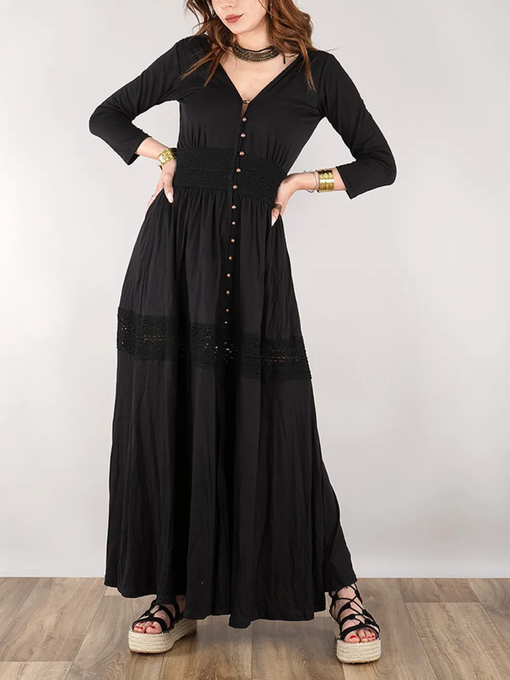 Buttoned Long Dress