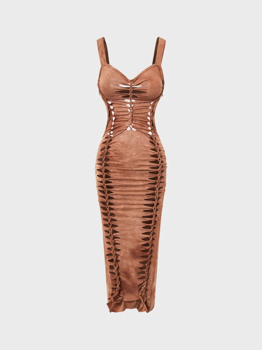 Brown Cut Out Dress Midi Dress