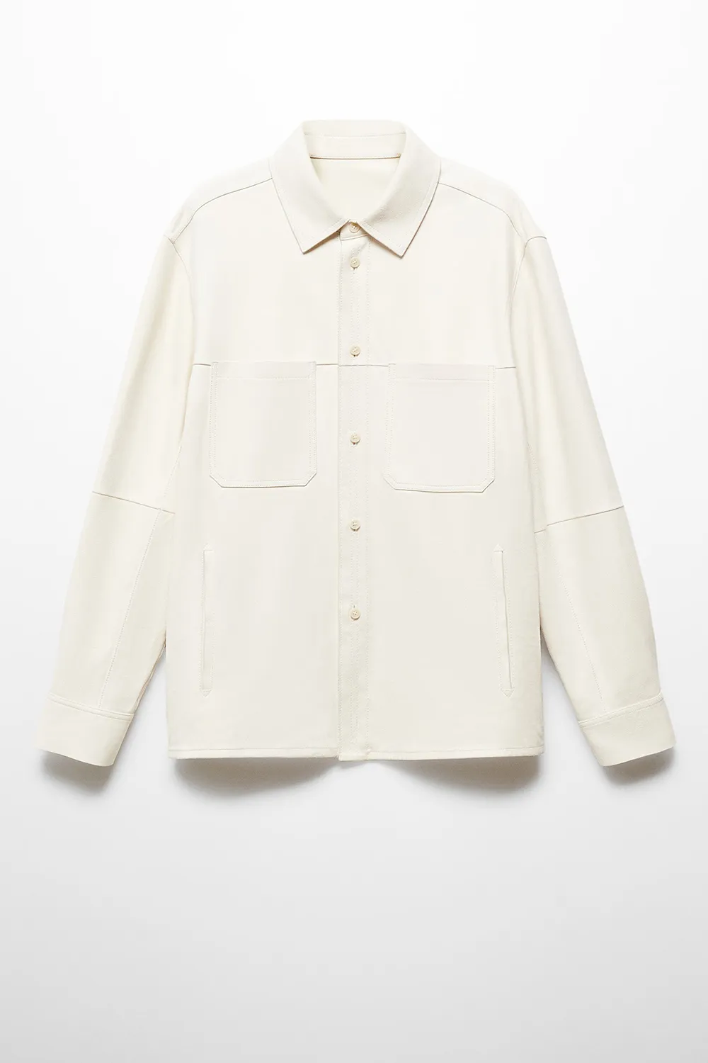 100% Leather Overshirt With Pockets