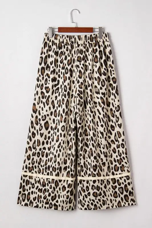 Leopard Wide Leg Cropped Pants