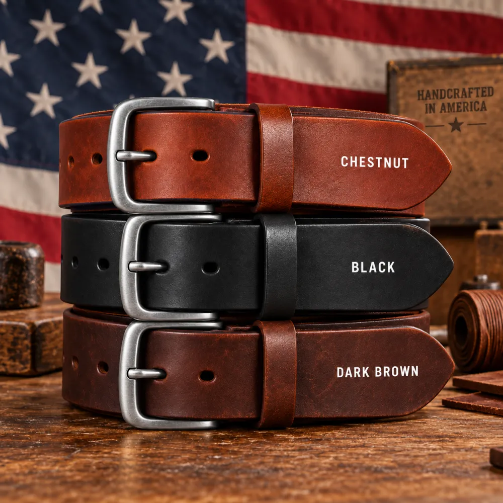 100% Handmade Full-Grain Buffalo Leather Belt – Built to Last