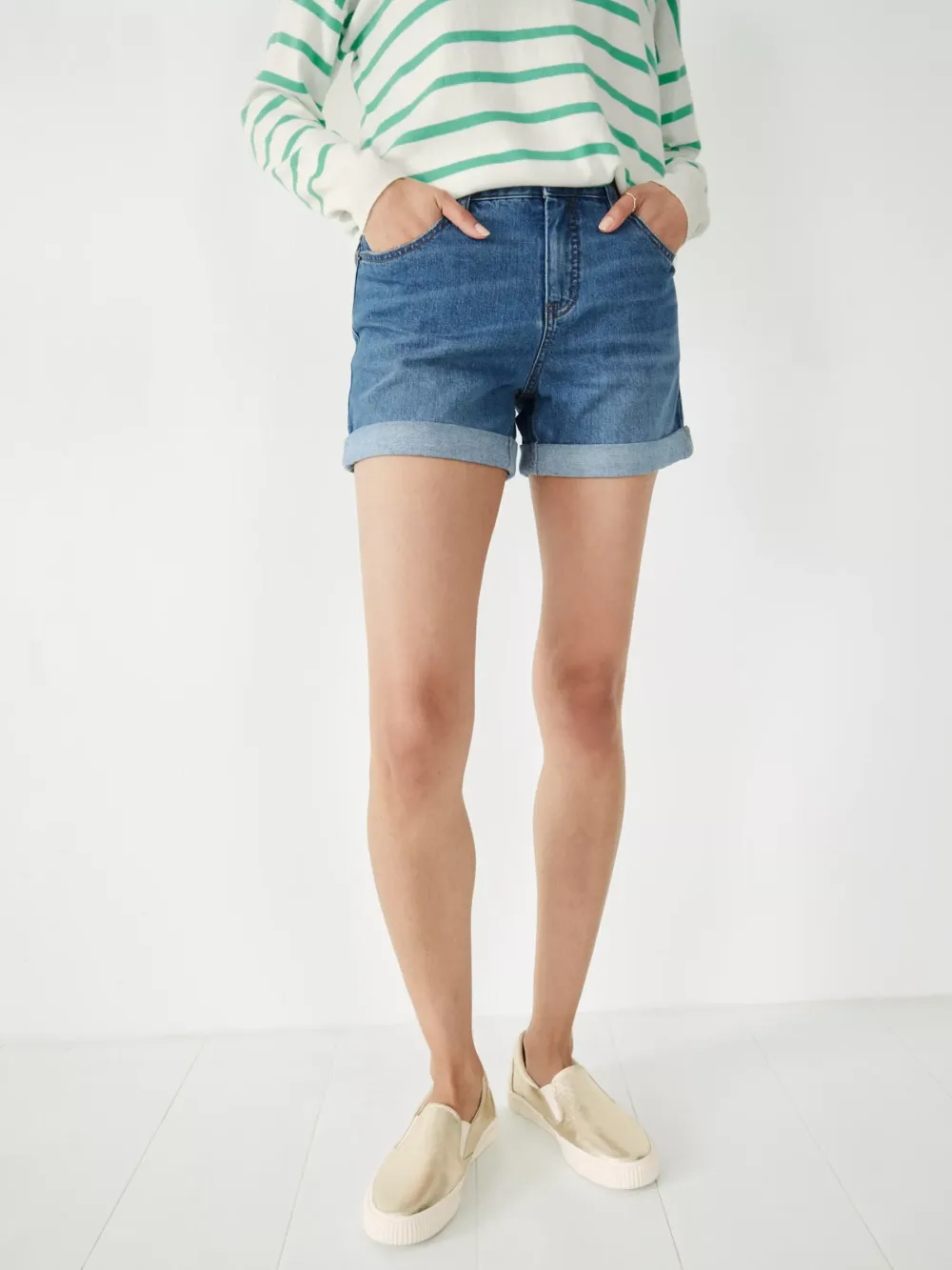 Turn Up Cuff Denim Shorts