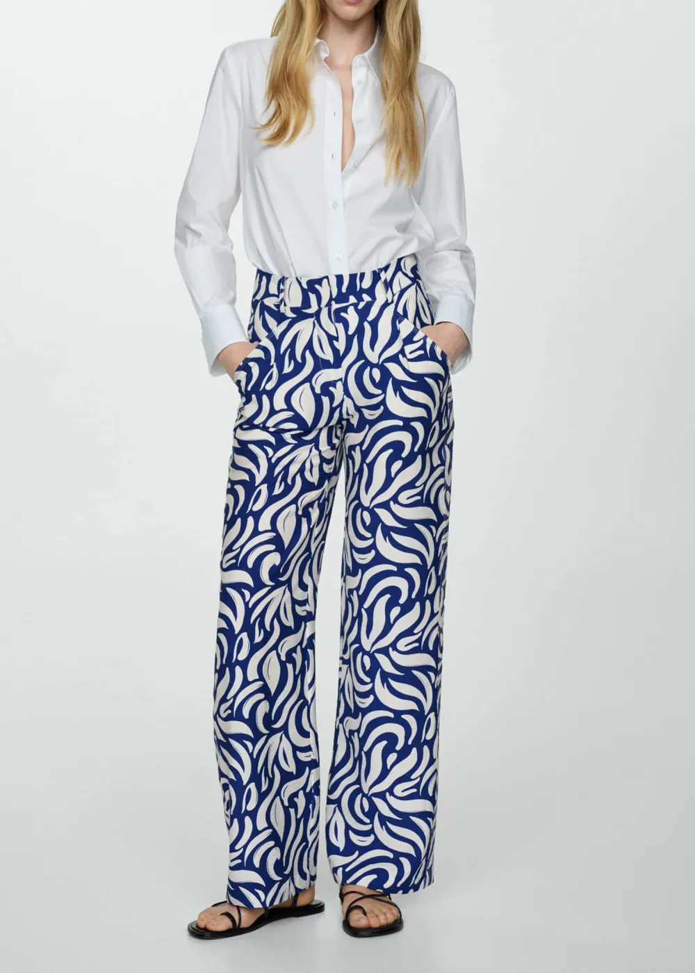 Wide leg printed pants