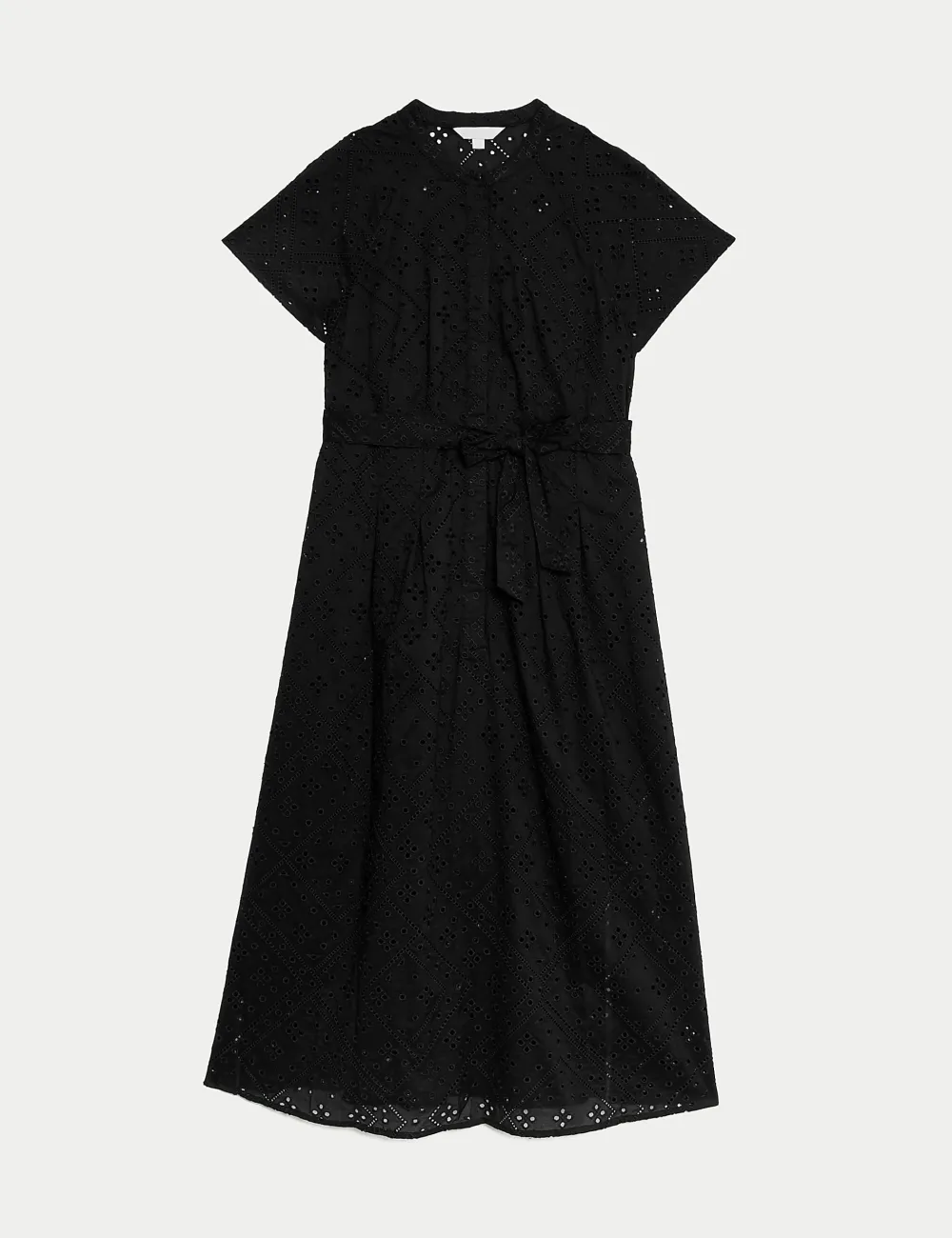 Pure Cotton Broderie Midaxi Shirt Dress