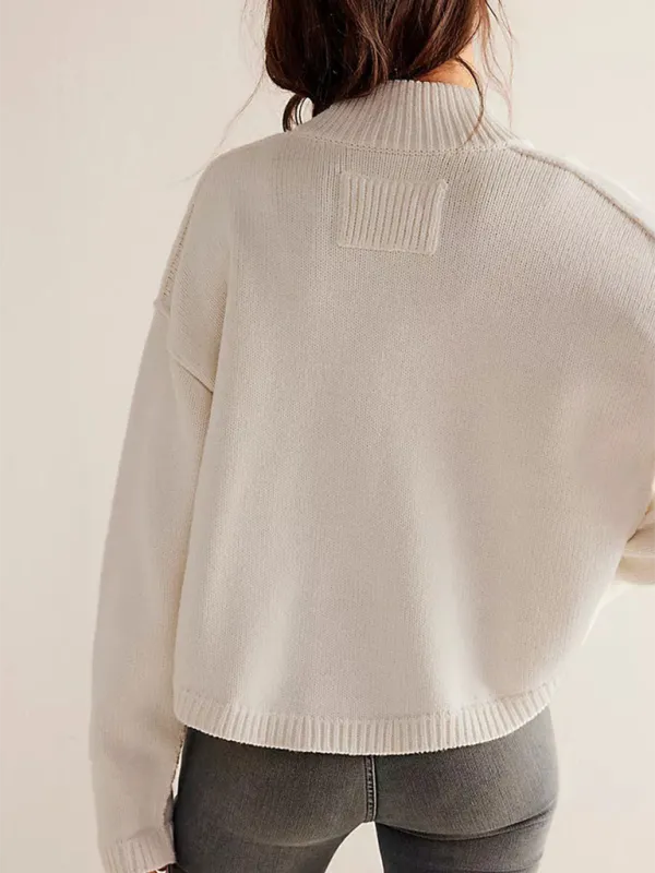 Knit Upright Collar Cardigan